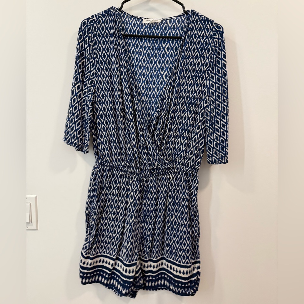Blue Patterned Women's Romper